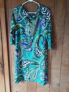 Sweet Paisley Print Shift Dress Womens Size 14 Pullover